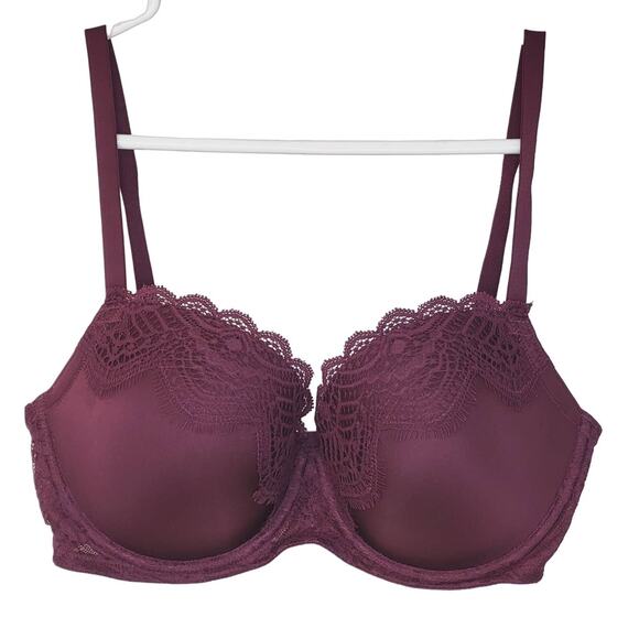 Victoria's Secret Burgundy Dream Angels Lined Demi/Demi Double Size 32DDD - Picture 1 of 7
